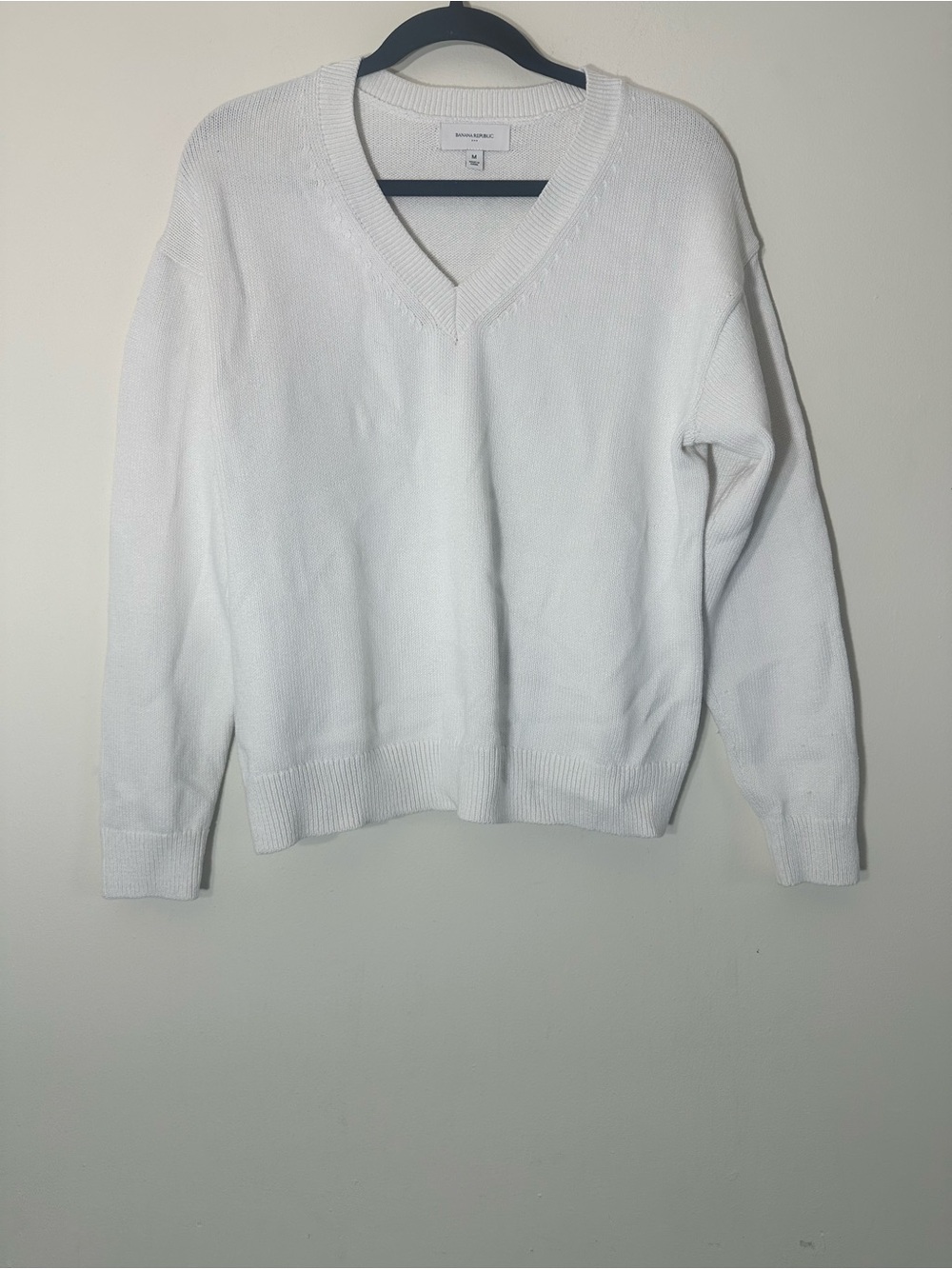 Banana Republic Cotton V Neck Sweater Cream Size M